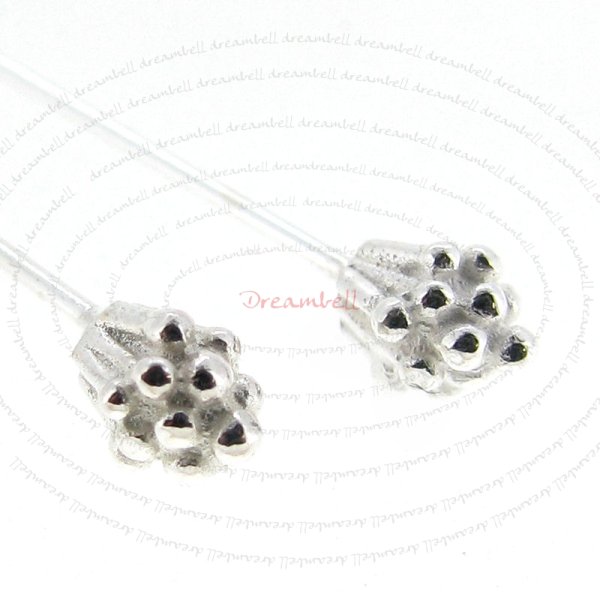 10 Sterling Silver Head pins Bali Ball dot Headpins 22GA 2"