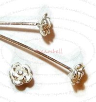 10 Sterling Silver Head pins Bali Rose dot Headpins 22GA 2″