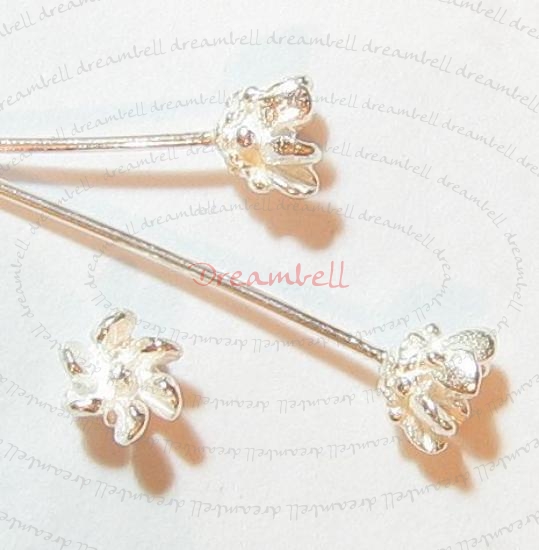 10 Sterling Silver Head pins Bali Ball dot Headpins 22GA 2"