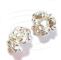 4x Sterling Silver Rose Rondelle Bead Spacer 4mm x 6mm