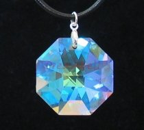 1x Swarovski 8115 Clear Crystal AB Diamond Pendant 28mm