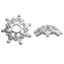 4x Bright Sterling Silver Bead flower Cap 4mm x 8mm