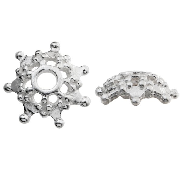4x Bright Sterling Silver Bead flower Cap 4mm x 8mm