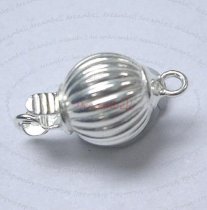 1x Sterling silver CORRUGATED Pearl Ball clasp 1-strand