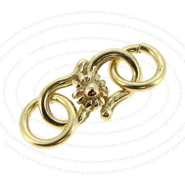 Vermeil 14K Gold plated over 925 Sterling Silver SUNFLOWER Hook Clasp 11mm Jump ring 5mm