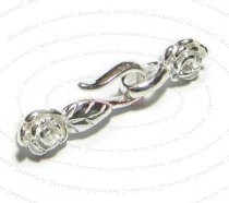 1x STERL SILVER FISH HOOK EYE ROSE FLOWER CLASP