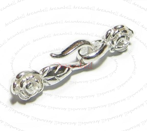 1x STERL SILVER FISH HOOK EYE ROSE FLOWER CLASP