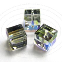 4x Swarovski Elements Crystal 5601 Clear AB Cube Bead Black Diamond 6mm