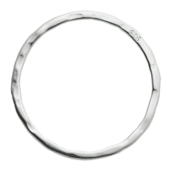 1x Sterling Silver Round Hammered Wave Hoop Jump Ring Connector 23mm