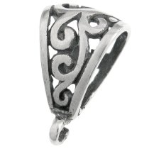 1x Bali Sterling Silver Bail flower pendant clasp slide