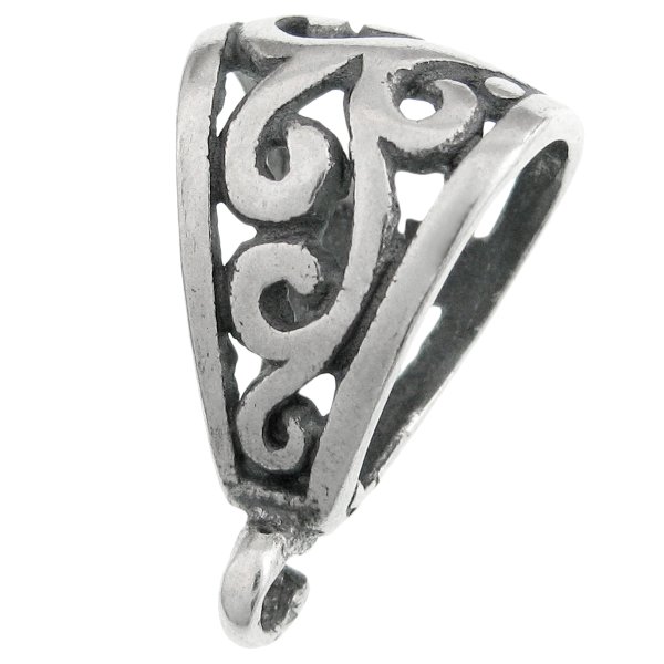 1x Bali Sterling Silver Bail flower pendant clasp slide