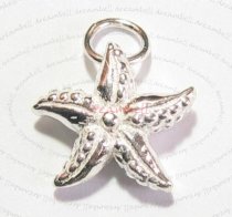 1x Sterling Silver Star fish charm dangle pendant 12.5mm