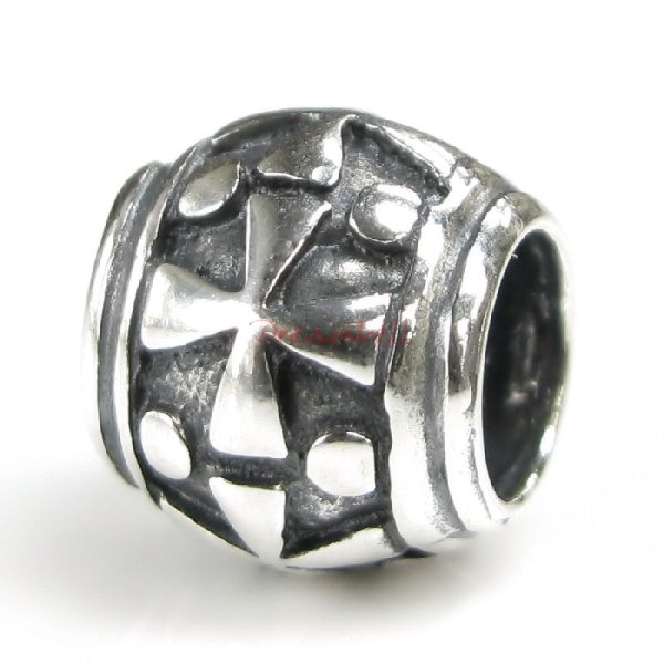 Sterling silver Cross Barrel Bead for European Charm Bracelets