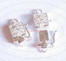 1x Sterling silver CZ Crystal Stone Pearl Lock Box Clasp 15mm
