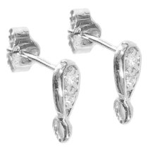 2x Sterling Silver CZ Crystal Stud earring loop post