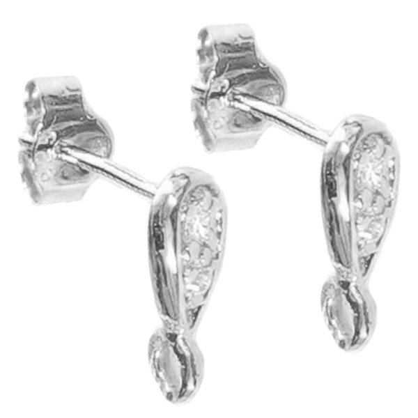 2x Sterling Silver CZ Crystal Stud earring loop post