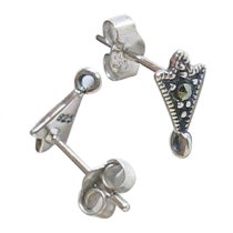 2x Antique Sterling Silver Marcasite Earring Stud Loop Post Clutches Ear Nut 14mm