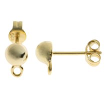 2x Vermeil 14K Real Gold plated 925 Sterling silver 5mm Half Ball Stud Earring Loop Post