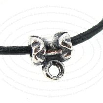 2x Sterling SILVER LEATHER 1mm CORD PENDANT RING CONNECTOR