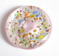 Huge Antique Lampwork Silver Fused Glass Pendant