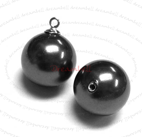 4x Swarovski crystal 5818 Mystic Black Pearl ROUND half drilled 6mm