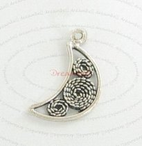 4x Sterling Silver Moon Dangle Charm Bead 15mm