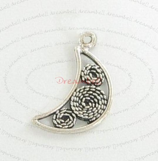 4x Sterling Silver Moon Dangle Charm Bead 15mm