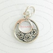 4 x Sterling silver Disc dangle Charm bead 8mm