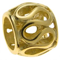 14K Gold Plated 925 Sterling Silver SILVER for European Charm Bracelets ROUND BEAD TUBE