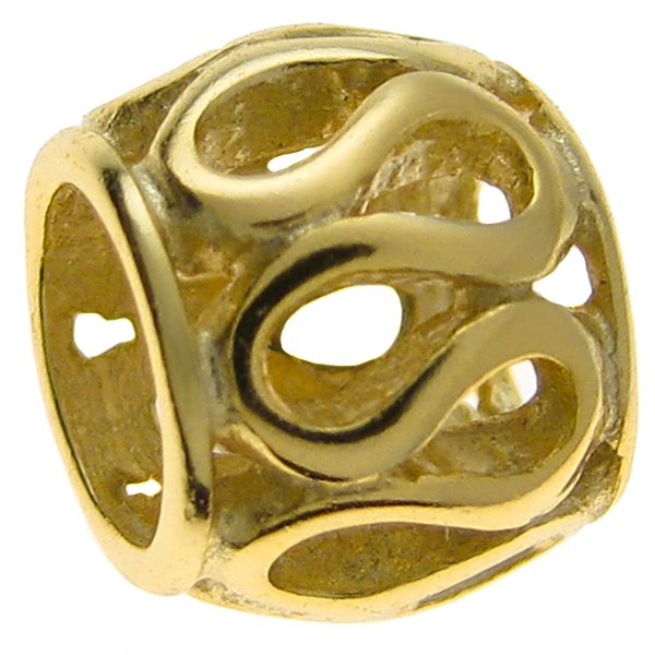 14K Gold Plated 925 Sterling Silver SILVER for European Charm Bracelets ROUND BEAD TUBE