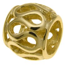 14K Gold Plated 925 Sterling Silver SILVER for European Charm Bracelets ROUND BEAD TUBE