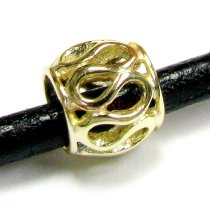 14K Gold Plated 925 Sterling Silver SILVER for European Charm Bracelets ROUND BEAD TUBE