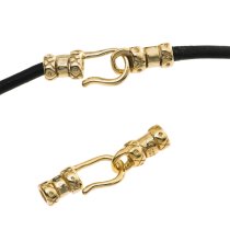 1x 14k Gold Plated Over Sterling Silver Beads 2mm Cord Ends Hook & EYE