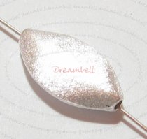 2X STERLING SILVER Satin Almond FOCAL Bead 15MM X 8.5MM