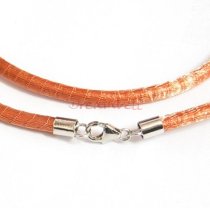 1x Sterling Silver Fluorescence Orange Brass Mesh 3mm choker leather cord necklace for European Bead Charm 45cm 17.7"