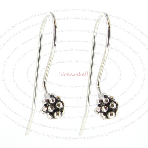 2x Sterling Silver earwires Flower French hook ear wire