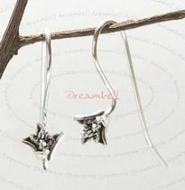 2x BALI Sterling Silver earwires Flower French hook ear wire