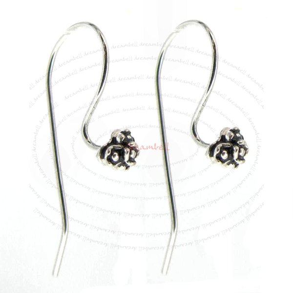2x Sterling Silver earwires Flower French hook ear wire