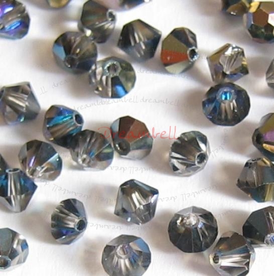 24x Swarovski Elements Crystal 5301 Bicone Heliotrope AB 4mm
