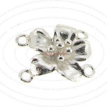2x sterling silver flower 2 strand connector Bead 12mm