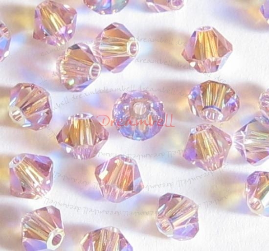 24x Swarovski Elements Crystal 5301 Bicone Light Amethyst AB 2x 4mm