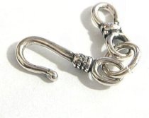 1 x Antique Sterling Silver Fish Hook Clasp - 15.5mm Oxidized Toggle Closure