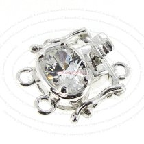 1x Sterling Silver Pearl Box CZ Crystal Clasp 15mm