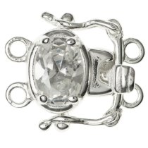 1x Sterling Silver Pearl Box CZ Crystal Clasp 15mm