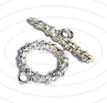 1x Sterling silver Flower Round WREATH Toggle Clasp 14.8mm