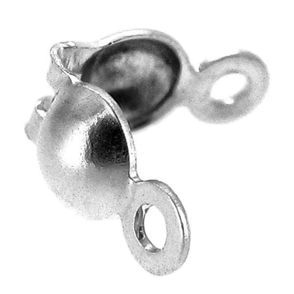 10x Sterling Silver Bead Tip Secure Clamshell Fold-Over 3.5mm