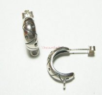 2x Sterling silver Semi hoop Stud Earring w/ Loop Post ear wire Bold