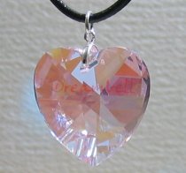 Swarovski Crystal Heart 8781 Pendant Pink Rose AB 28mm