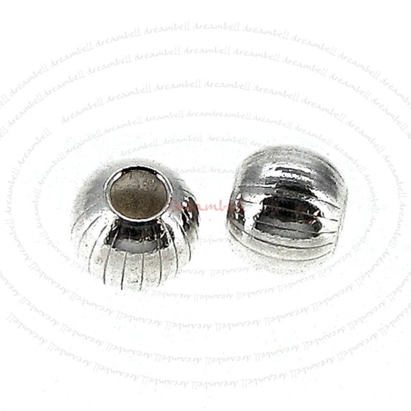 10x 925 Sterling Silver Round CORRUGATED Bead spacer 5mm