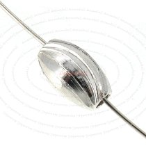 4 Sterling Silver Oval Rice Laser Cut Corrugated Bead Spacer 4mm x 7mm
